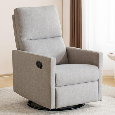 Swivel Rocking Recliner Chair for Adults, Rocker Nursery Glider Chair for Living Room Bedroom, Upholstered Fabric Reclining Single Sofa Chair