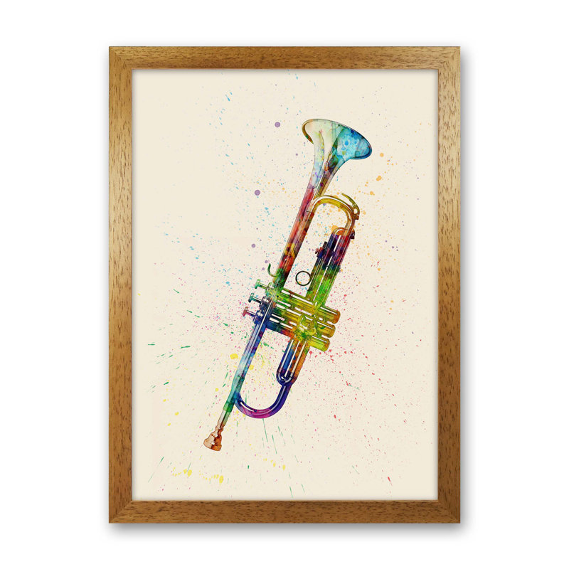 Trumpet by Michael Tompsett - Print, 63cm H x 46cm W x 3cm D, Brown Framed