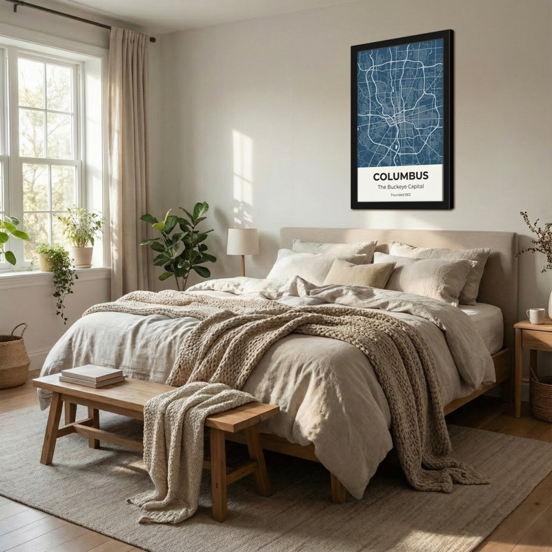 «Scenic & Cityscapes», impression de carte de la ville de Columbus, H 30 po x l 20 po
