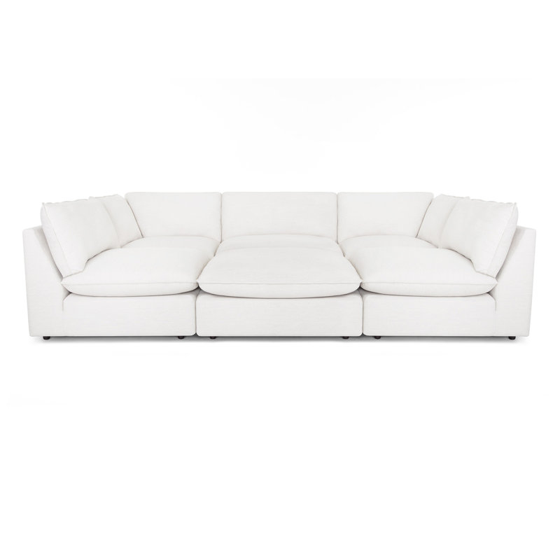 Brijito 160'' Wide Symmetrical Modular Sectional with Ottoman, Oyster