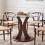 Table de salle à manger ronde moderne 2 en 1 en verre, table de cuisine sur pied central de 99 cm avec base en bois incurvée réglable, table de salle à manger peu encombrante pour 4 personnes, plateau en verre trempé et finition noyer de style milieu du siècle