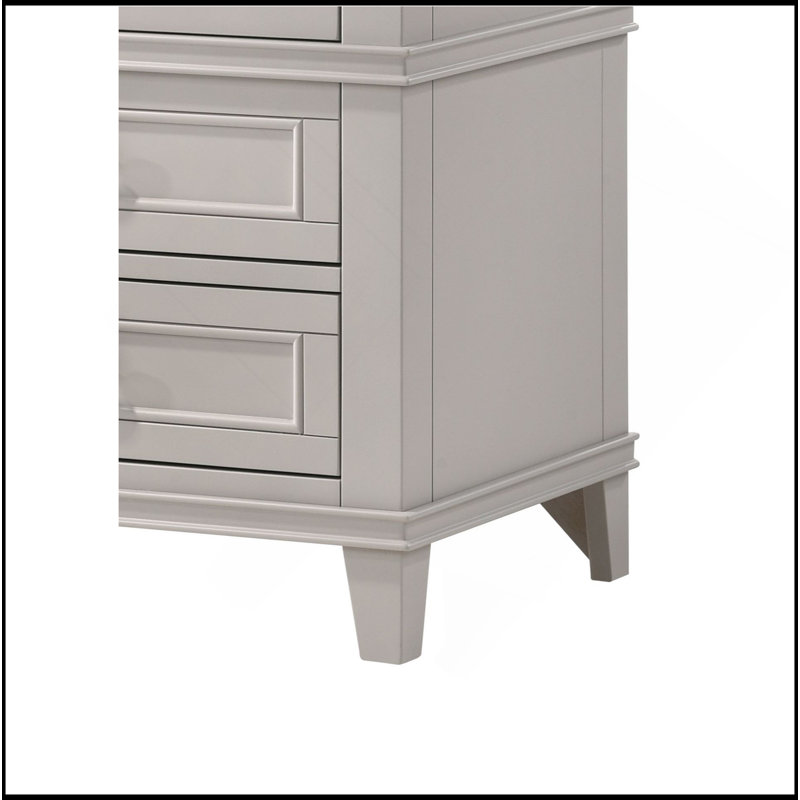 Table de chevet 3 tiroirs avec USB, Gris