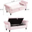 Luxueux velours rose avec rangement intérieur et coussin - Il rehausse le style de la chambre à coucher rectangulaire-1101603112