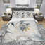 Art floral sur vitrail blanc - Ensemble de housse de couette à motif floral-34036877