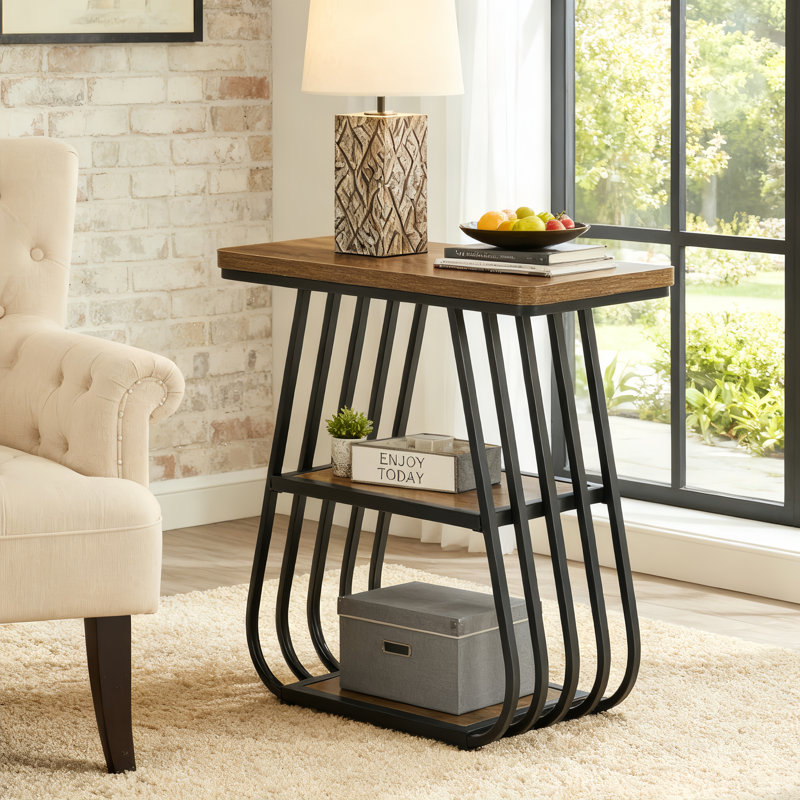 Pedestal End Table, 1, Brown