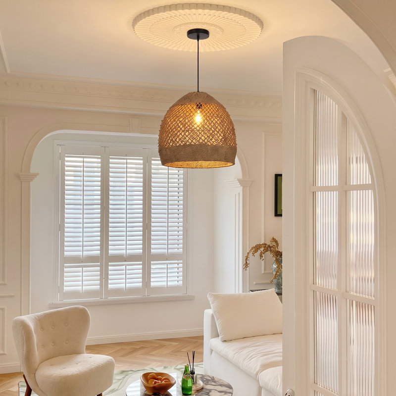 Artibrannan 1 - Light Seagrass Dome Pendant, 23.62" H x 23.62" W x 23.62" D