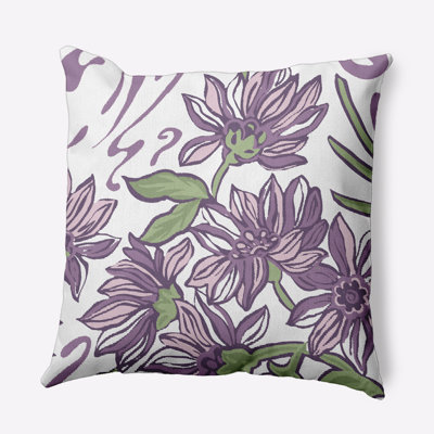 Floral Frolic Floral Outdoor Reversible Throw Pillow