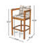 Tabouret d'extérieur en bois de teck avec coussin beige, ensemble de 2-973075204