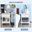 Table de bout, table d'appoint à 2 niveaux avec tiroir et tablette de rangement, table d'appoint moderne pour chambre à coucher, salon, blanc-131263165