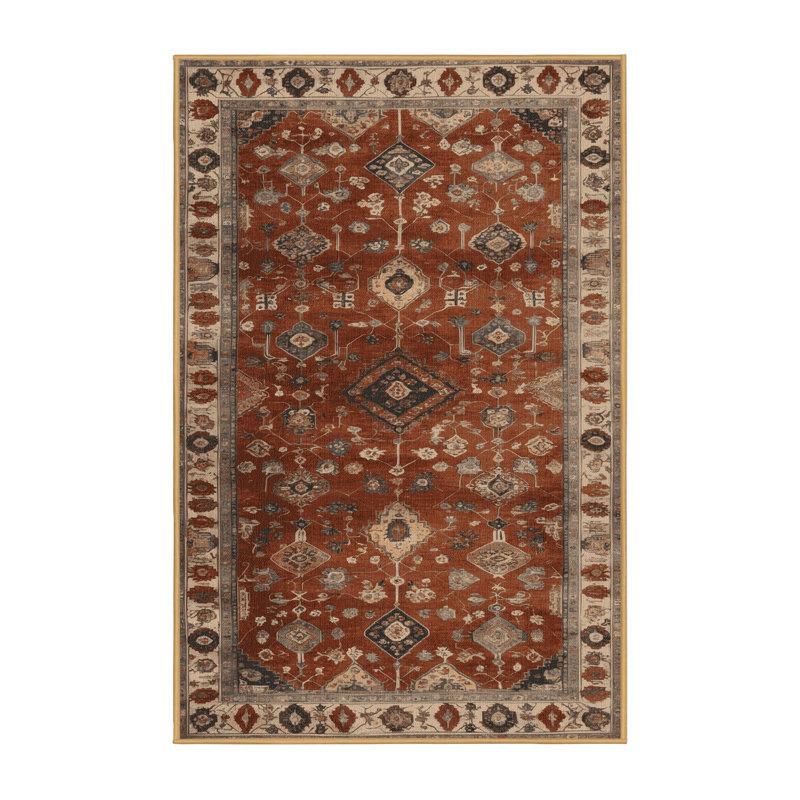 Machine Washable Persian Brown Area Rug, Rectangle 2' x 3'