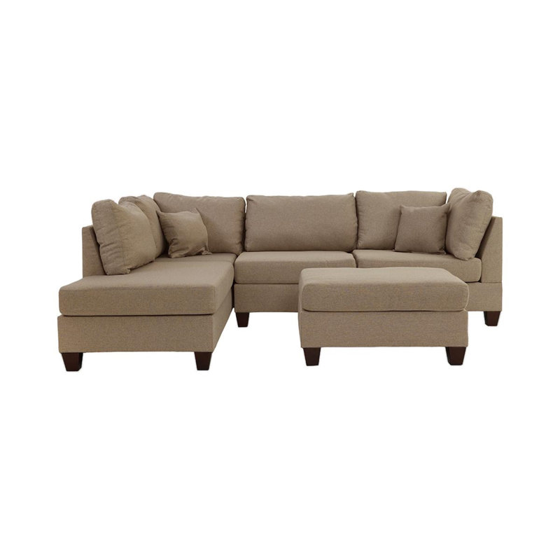 Trusha Upholstered L-Shaped Sectional Reversible, Sand Polyester Blend
