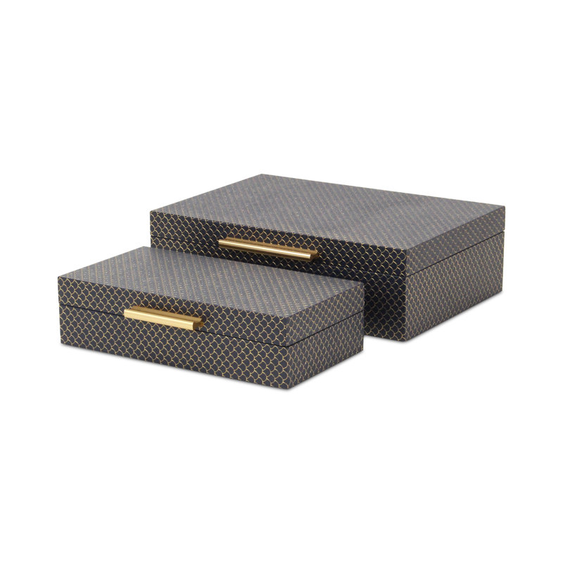 Mariline Elegant Fish Scale Pattern Rectangular Box Set, Navy