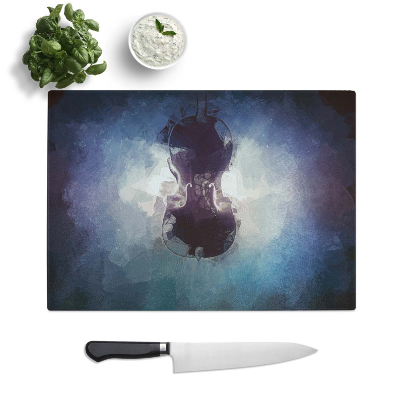 Tempered Glass Submerged Cello Chopping Board, 39 cm W x 28.5 cm L