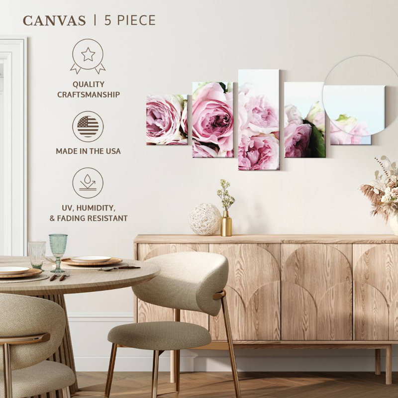 Harnek, couches de pivoines roses, H 24 po x l 55 po