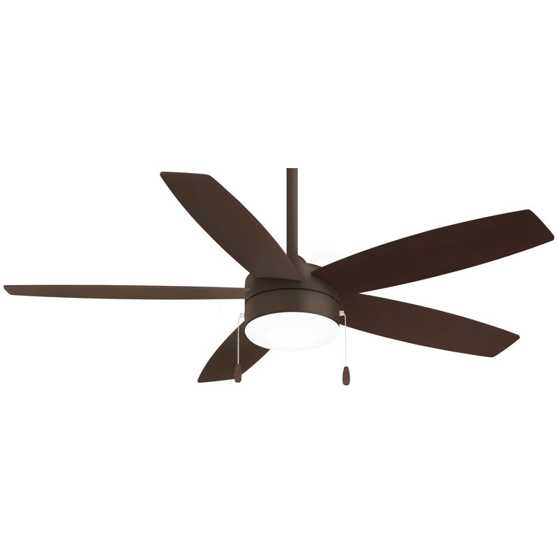 52" Airetor 5 - Blade LED Standard Ceiling Fan with Pull Chain and Light Kit Included, Oil Rubbed Bronze