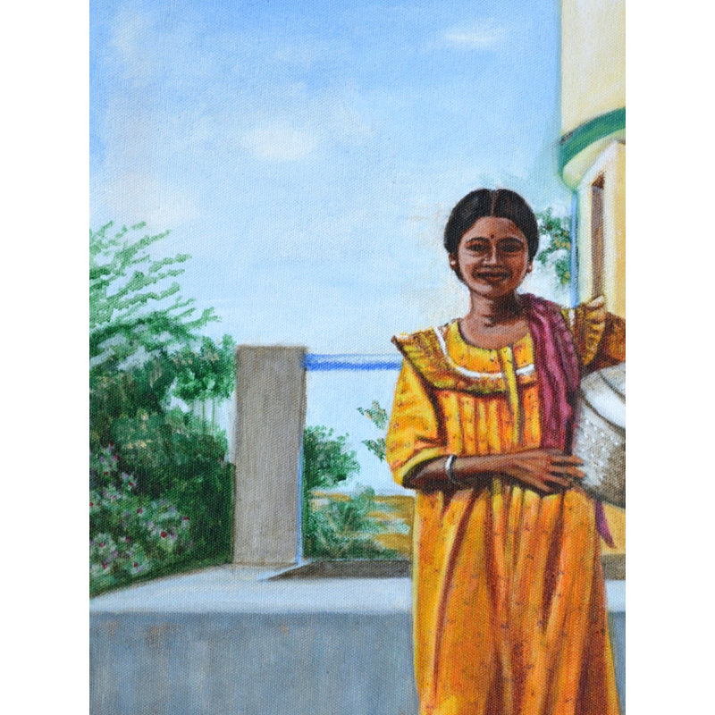 Village Belle - peinture acrylique | Acrylique sur toile | Par Usha Shantharam