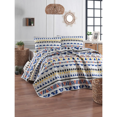 Cotton Geometric Shapes Coverlet
