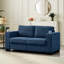 Bleu moderne 67,7 po avec porte-gobelet et rangement, structure en bois massif, coussins de ressorts hélicoïdaux confortables, accoudoirs carrés pour le salon - conception à poches, structure-1559905975