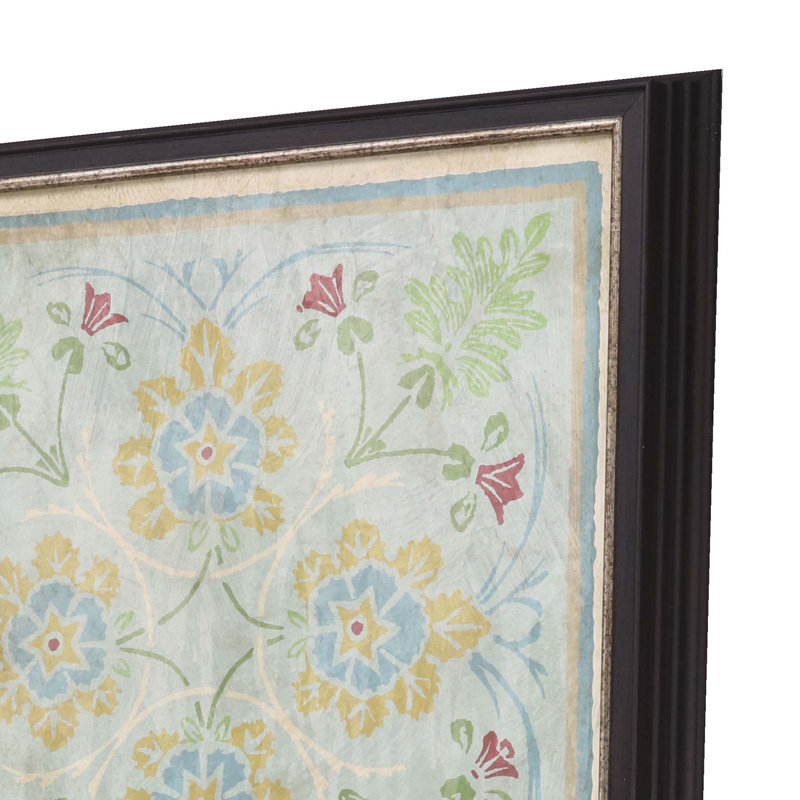 Ensemble de quatre impressions sur toile encadrées à motif de vert-de-gris