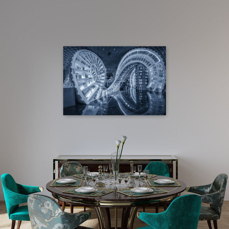«Modern Library Helix Abstract Elegant Modern Architecture», reproduction d'art murale, H 48 po x l 32 po