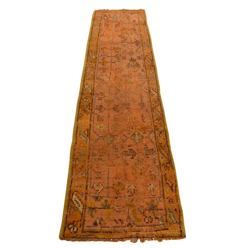 Tapis noué à la main 2 pi 1 po x 8 pi 3 po Oushak