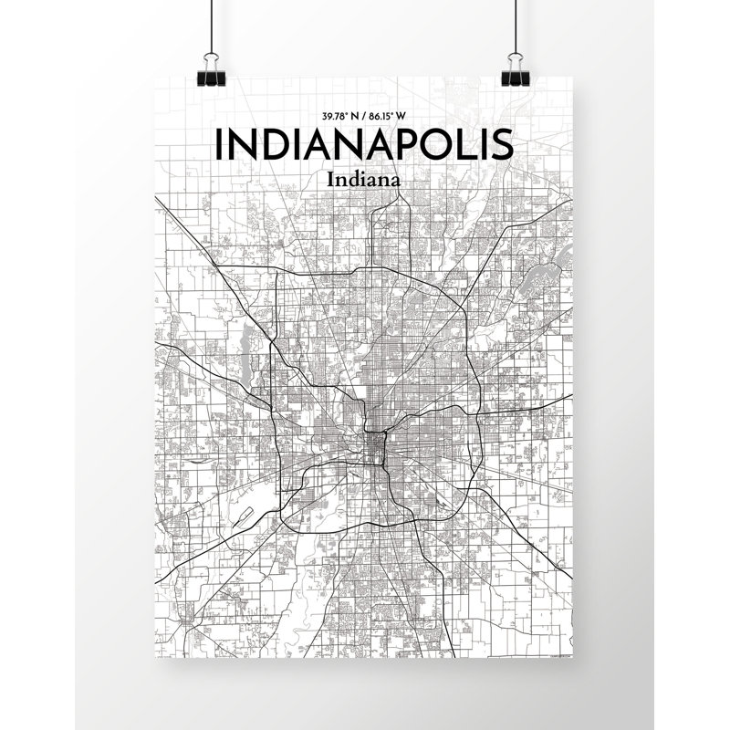 Indianapolis City Map - No Frame Print, 43.2cm H x 27.9cm W x 0.13cm D
