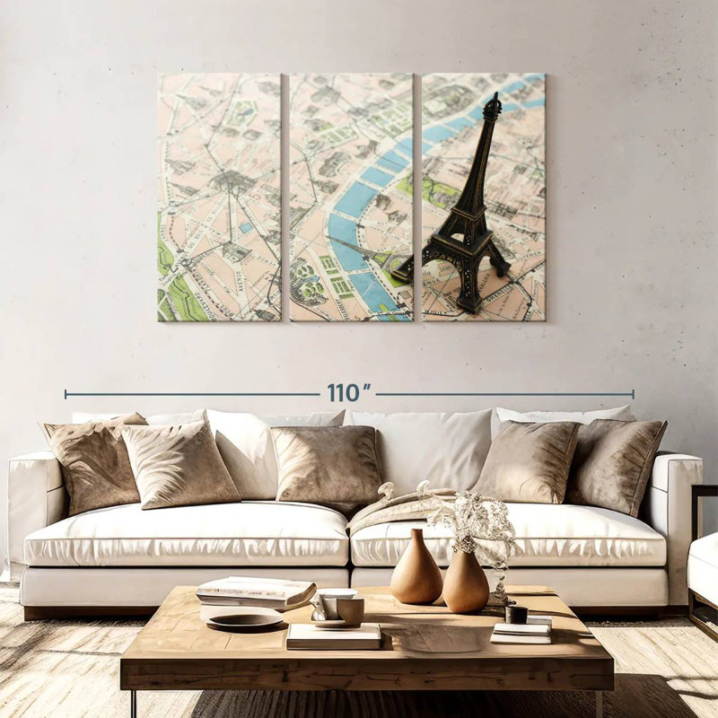Aliaz Eiffel Tower Paris Map, 48" H x 74" W