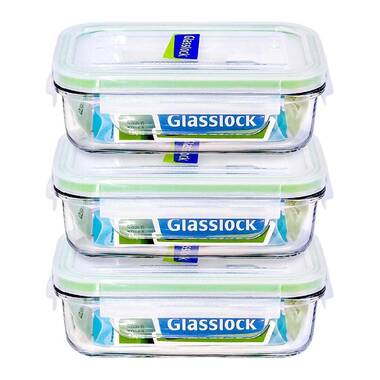 Glasslock] 64oz/1900ml Rectangular Food-Storage Containers with