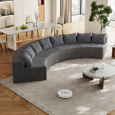 Canapé modulaire incurvé avec 8 coussins Corduroy
