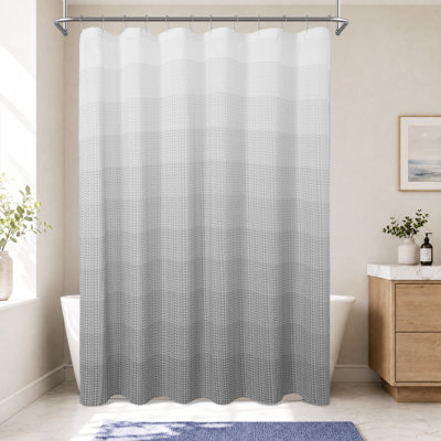 Gradient Ombre Button Hole Waffle Shower Curtain