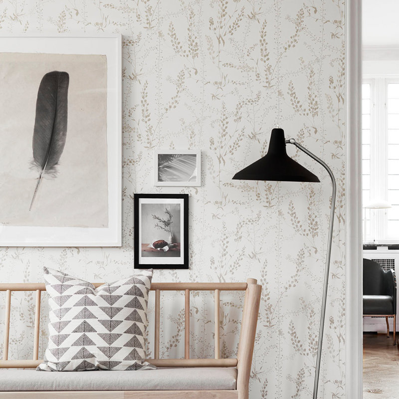 Boråstapeter Bladranker Wallpaper, Beige