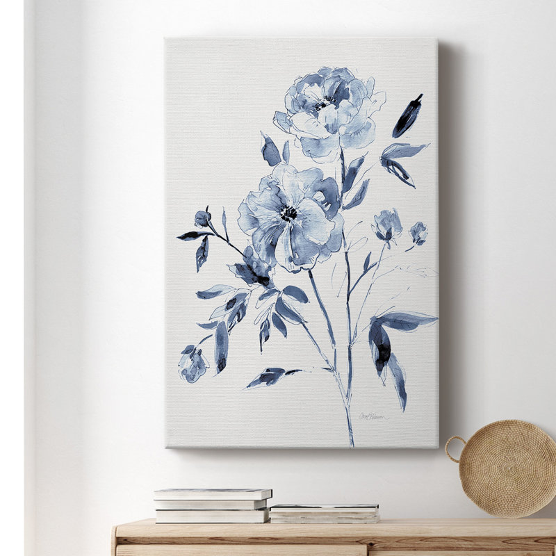 Toile tendue avec châssis Inky Chickory Botanical II - prêt à accrocher, H 18 po x l 12 po x P 1,5 po