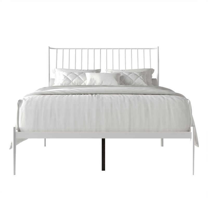 Metal Platform Bed, White, Full
