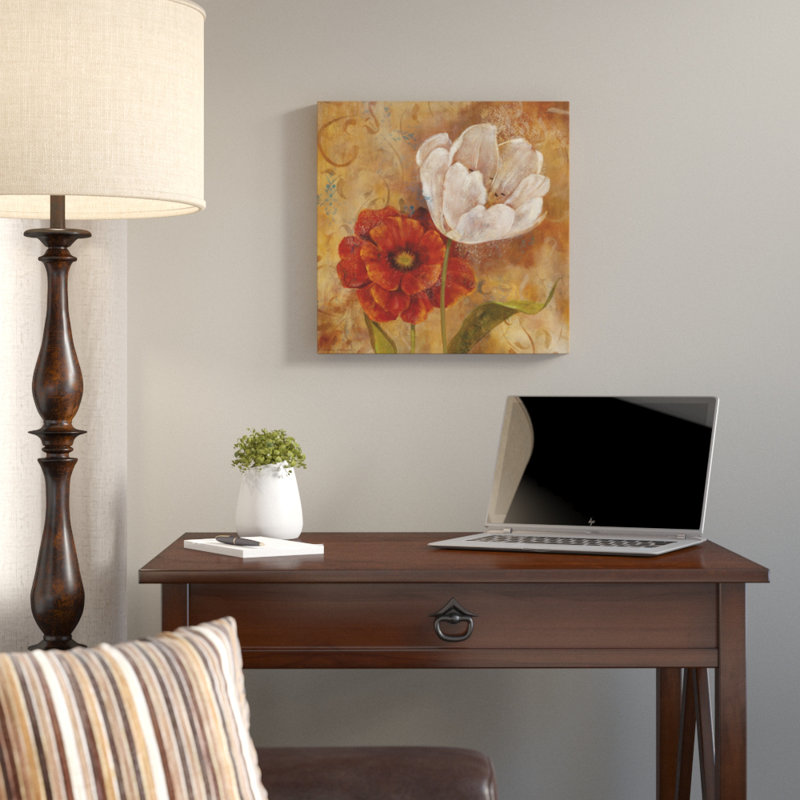 « fleur duet i »-reproduction d’huile sur toile tendue, H 24 po x l 24 po x P 1,5 po
