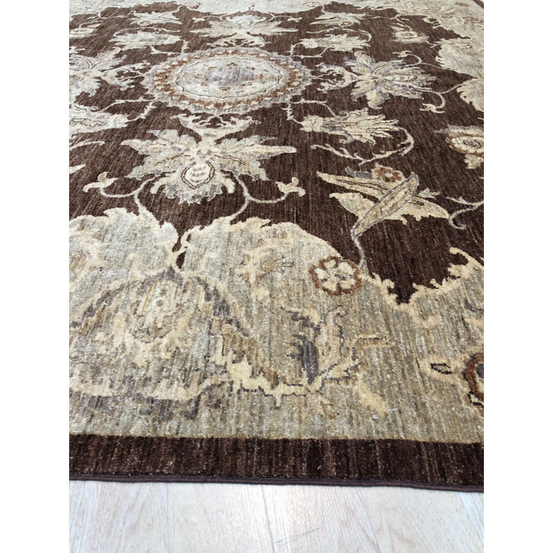 6x9 Brown Hand-Knotted Wool Floral Mandala Classic Traditional Modern Contemporary Carpet Rug