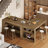 Bar Table, 63-Inch Counter Height Pub Table, Rectangular Wooden Kitchen Dining Furniture with Storage Shelves for Dining Room, Home Bar, Living Room (Rustic Brown)