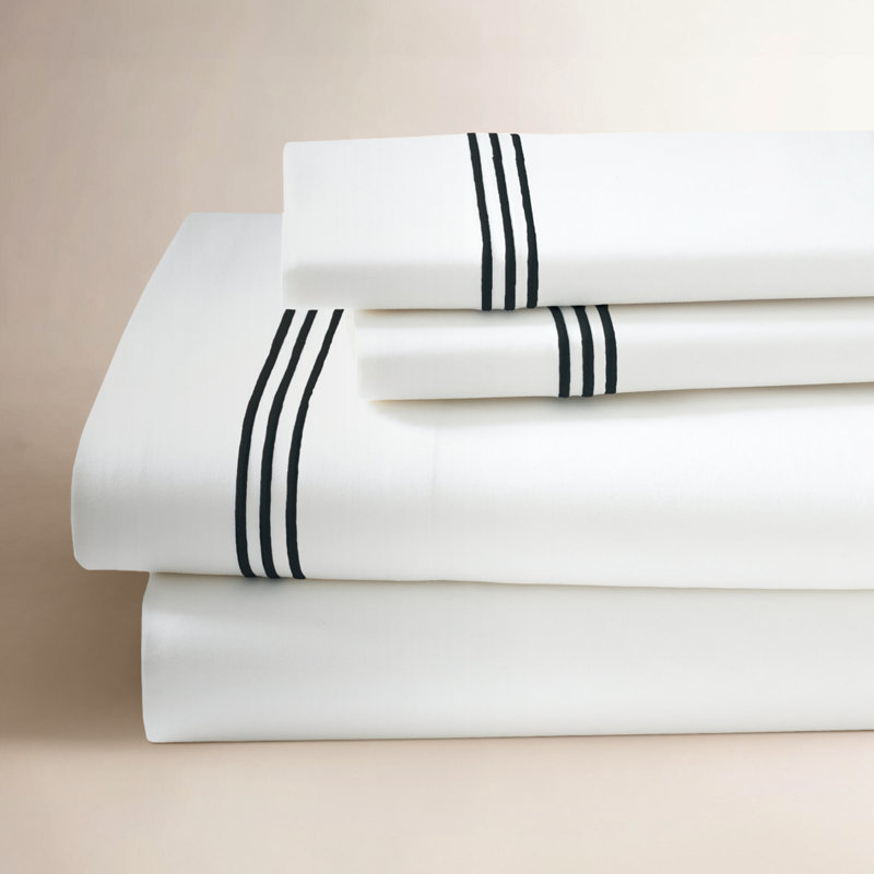 Ravana Cotton Blend Percale Flat Sheet, Black, King Flat Sheet