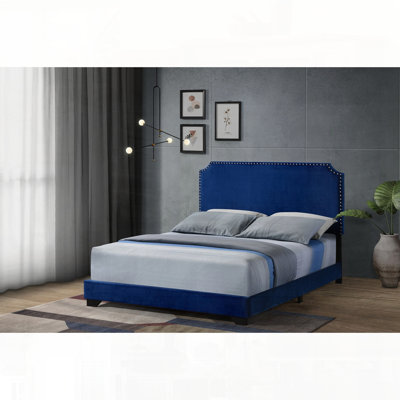 Grand lit en velours bleu Haemon
