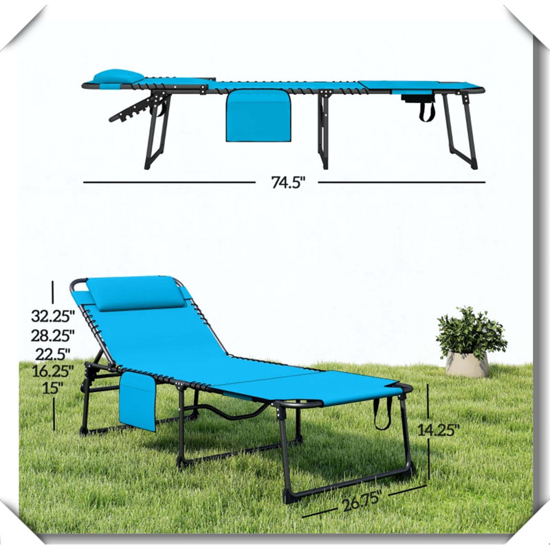 Méridienne pliante pour l'extérieur, Bleu