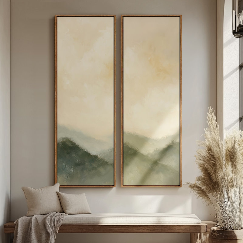 «Vintage Landscape Wall Art», ensemble de 2 toiles encadrées 20 x 60 pouces, Naturel