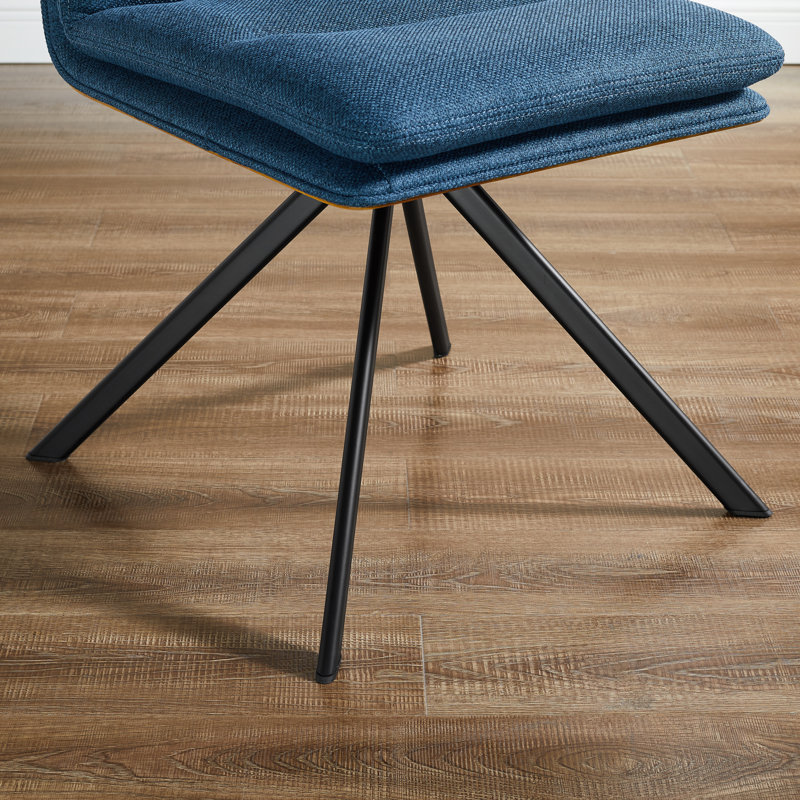 Ensemble de 2 chaises rembourrées pivotantes avec pieds en métal, Bleu