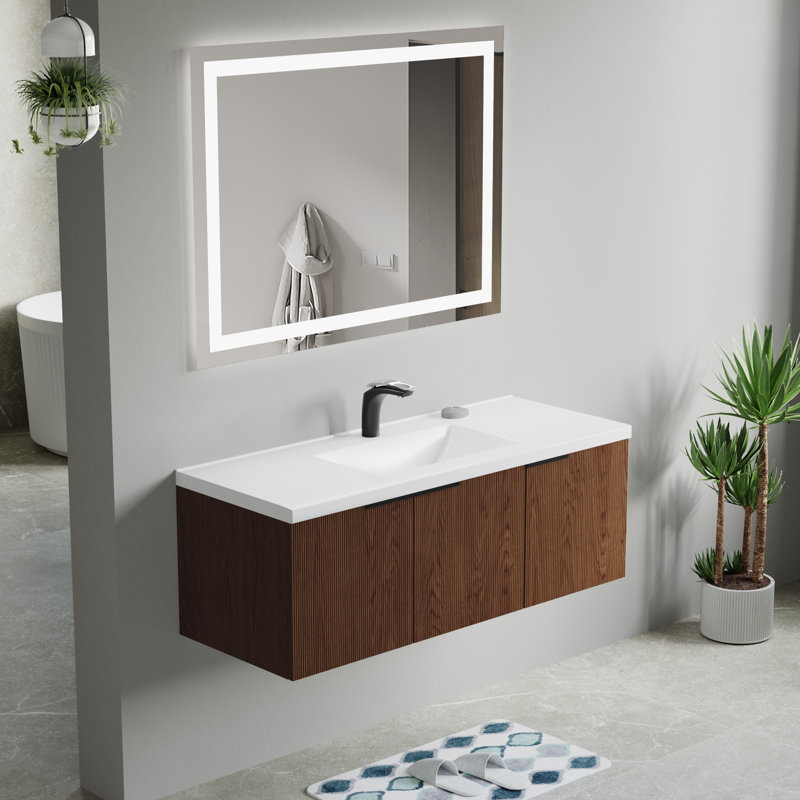 Meuble-lavabo simple en céramique blanche 48 po x l 18 po x H 7 po Dowell
