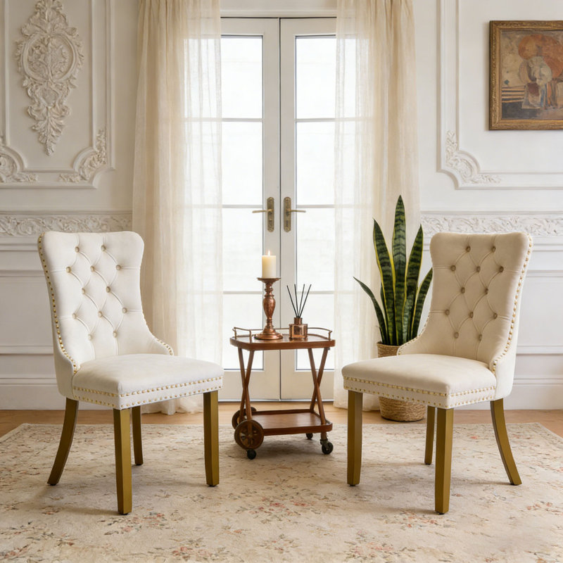 Chaise de salle à manger rembourrée moderne, Blanc