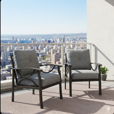Set Of 2  All-Weather Metal Armchairs (Only Including Patio Dining Chair)