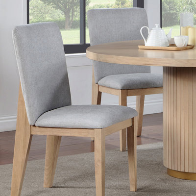 Set Of 2 Gray Linen And Oak Finish 19"W Dining Chair