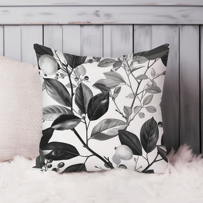 Botanical Pattern Black & White I Leaves, 20"H x 20"W