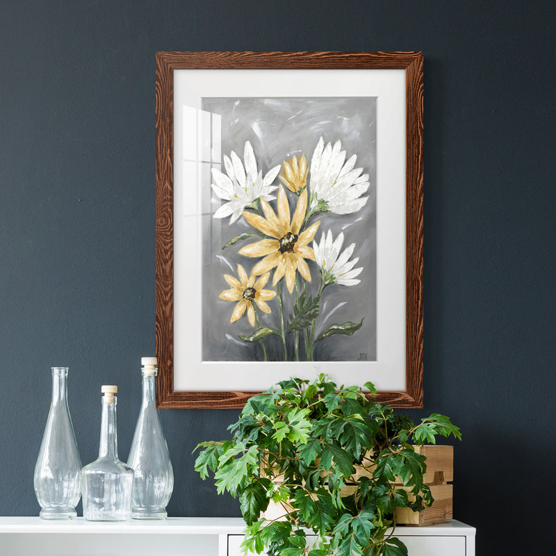 Summer Daisies I - peinture encadrée, H 20 po x l 17 po x P 1 po, Cadre en érable