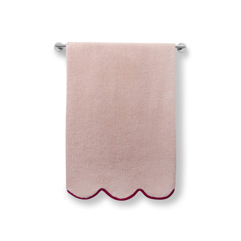 Scalloped Hand Towel, Pink, Bath Towel