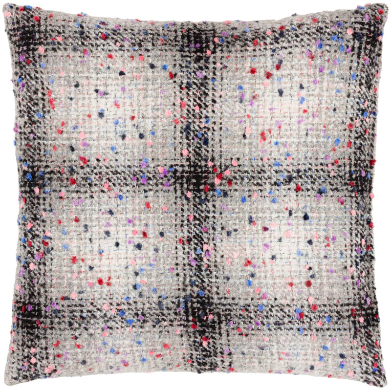 Connie Check Square Cushion Cover, Grey/Black