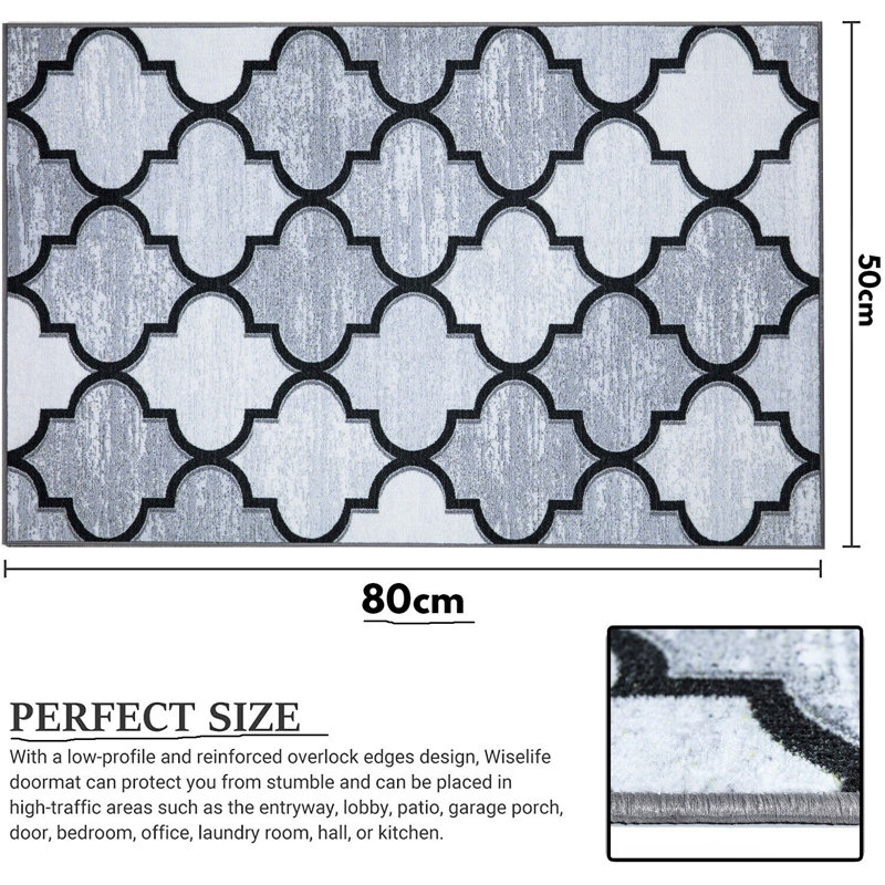 Adilia Non-Slip Geometric Indoor Doormat, Rectangle 50 x 80cm